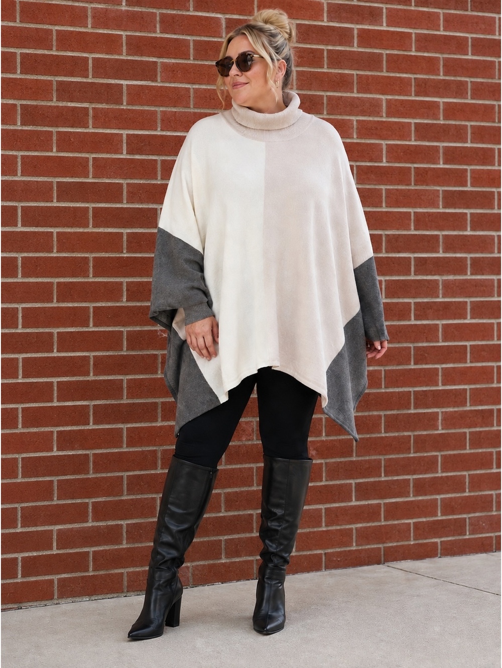 Alfani Woman 2X NWT Colorblock Core Sweater - Size 2X - Zinc Melange